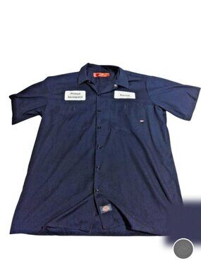 Men's Blue Dickies Button Down Work Shirt Short Sleeve Size L Vintage